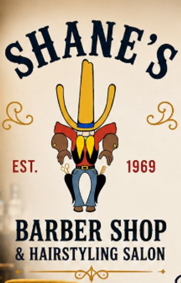 Vintage barber shop sign with scissors and comb.
