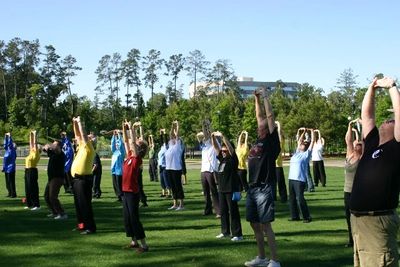 Qigong during the first Tai Chi Day - The Woodlands gathering.