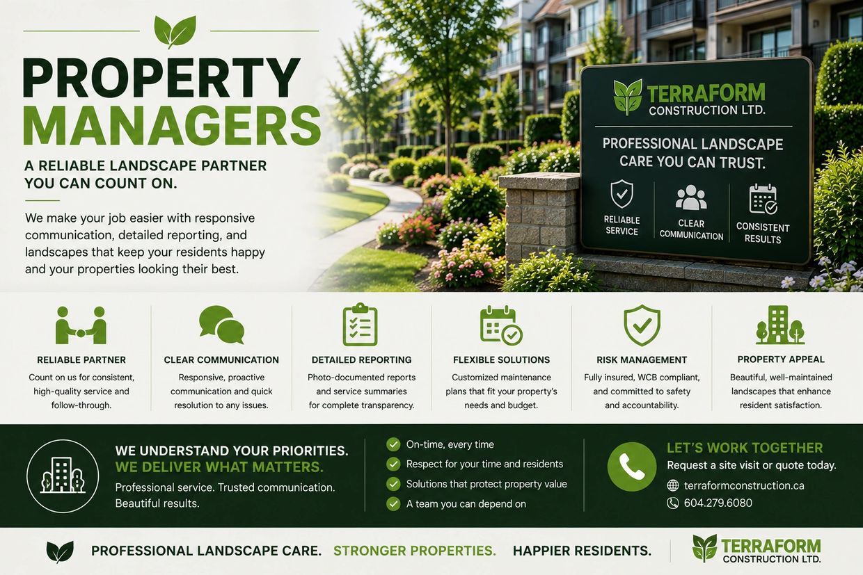 Professional strata landscape maintenance for property managers in Metro Vancouver, with reliable sc