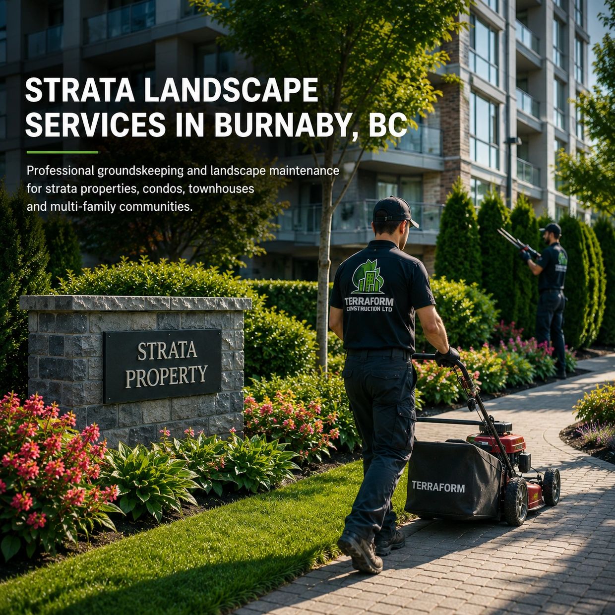 Professional strata landscaping and grounds maintenance for condo and townhouse properties in Burnab