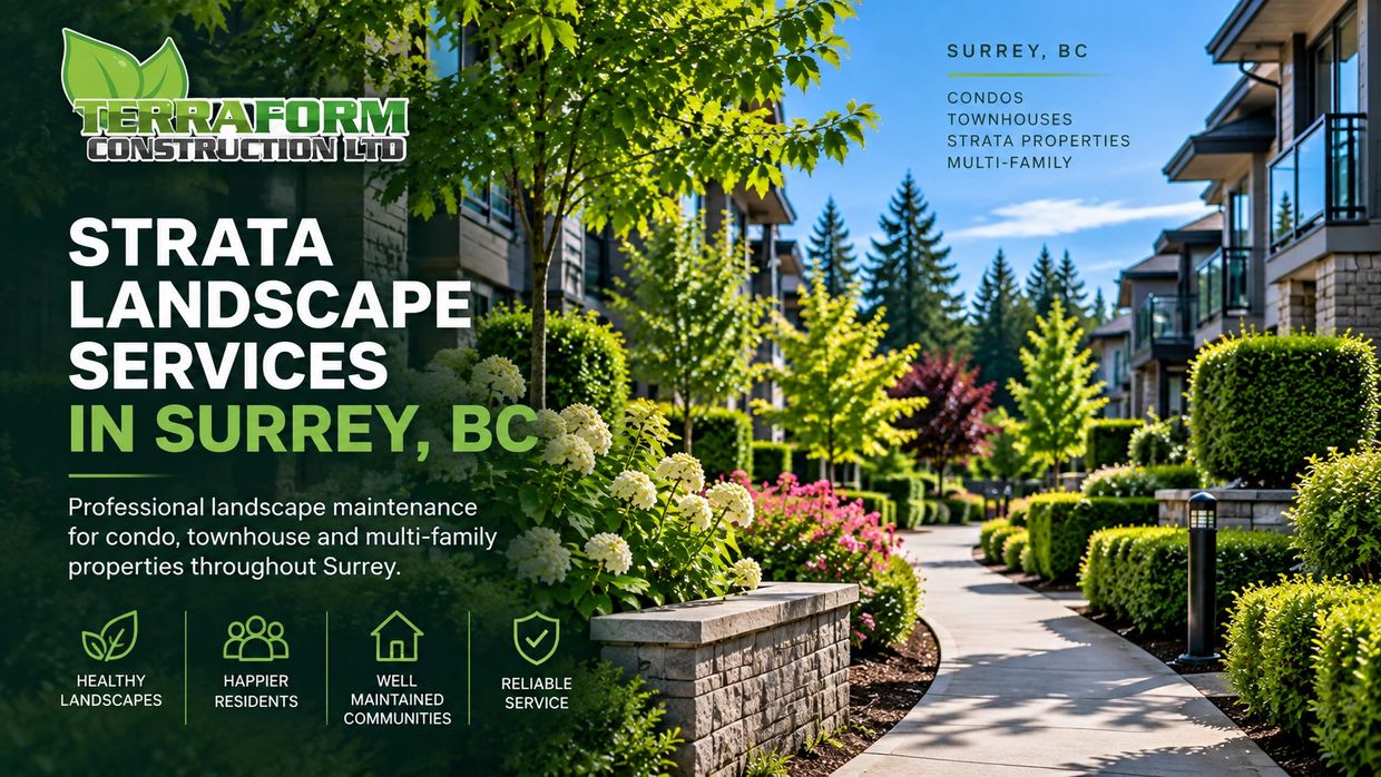 Strata landscape services in Surrey BC for condos, townhouses and multi-family properties with profe