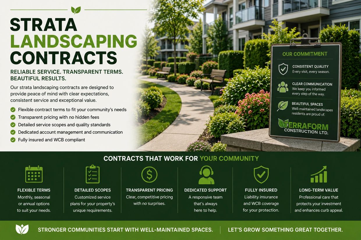 Strata landscaping contracts for townhouse, condo and multi-family properties with scheduled mainten