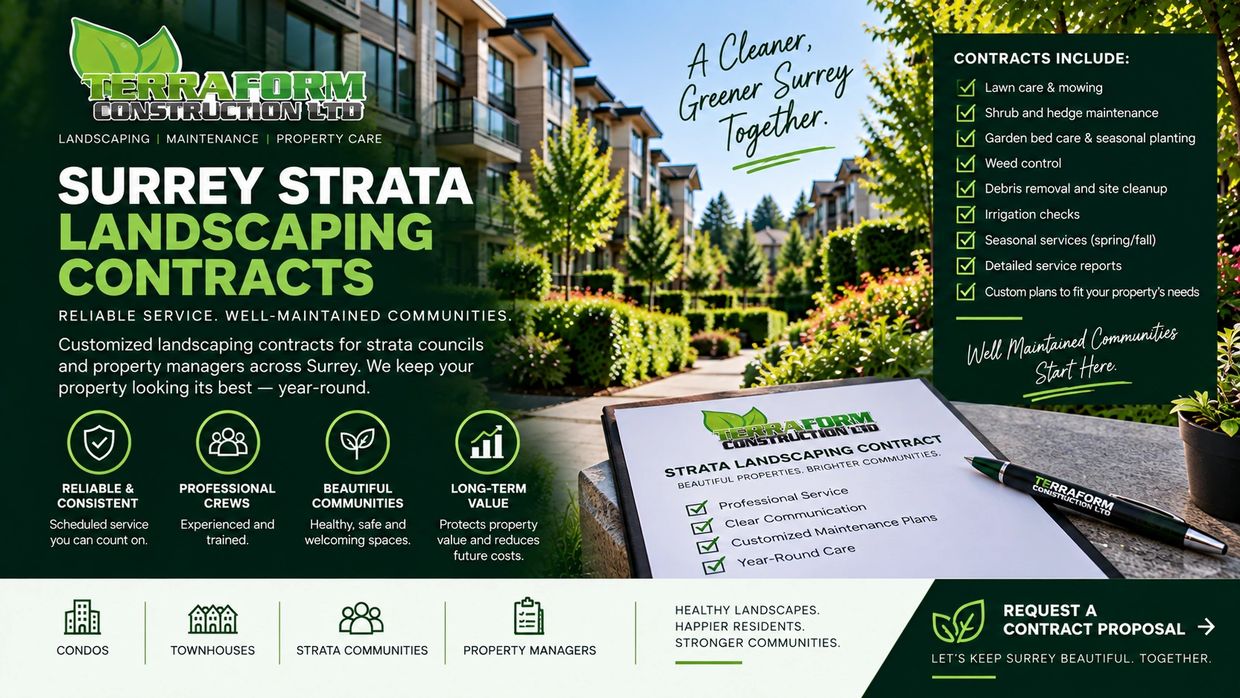 Surrey strata landscaping contracts for condo and townhouse communities with professional landscape