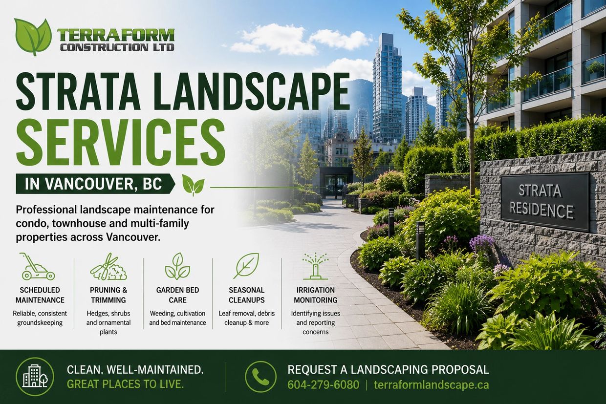 Strata landscape services in Vancouver BC for condos, townhouses and multi-family properties.