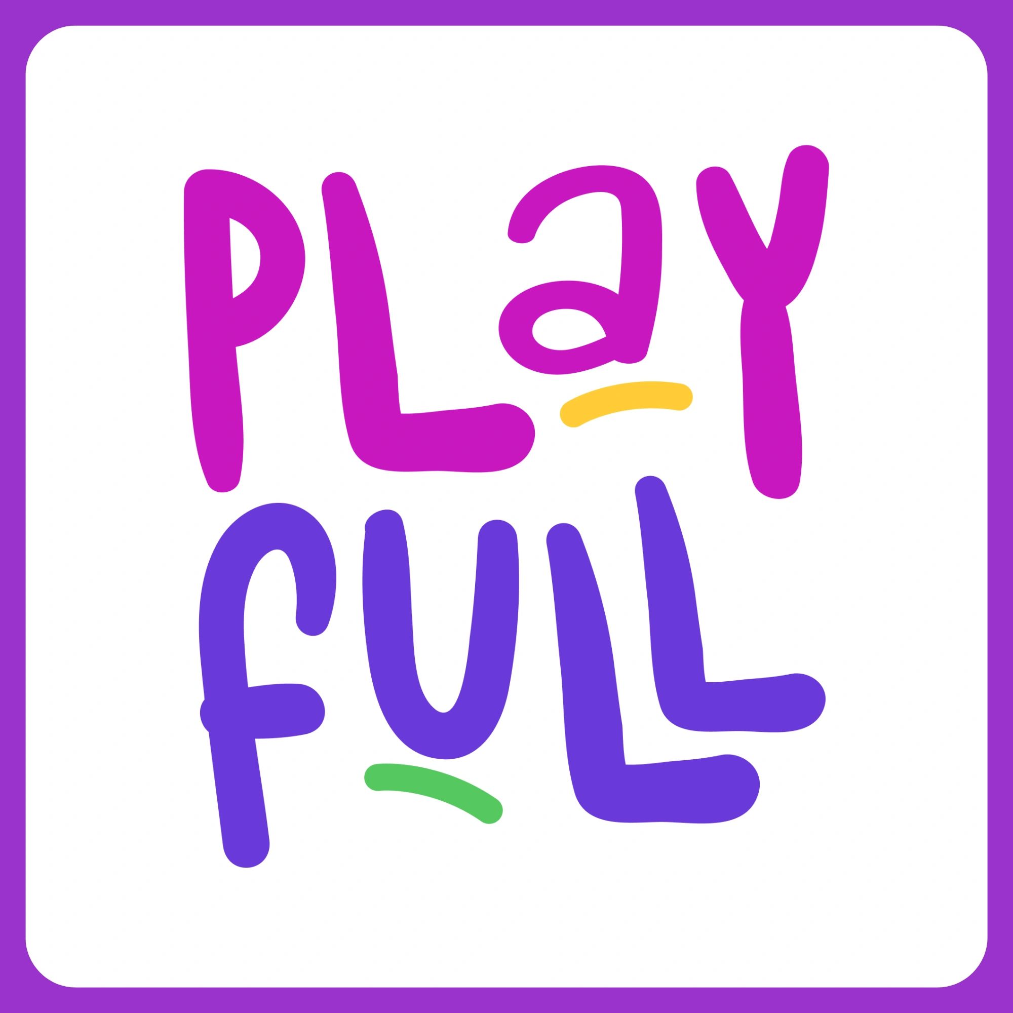 Colorful "Play Fowl" card design with purple border.