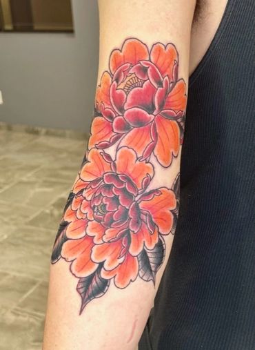 Peony Tattoo by Hector Salazar Tattoos in Yuma AZ. A Yuma, AZ tattoo shop.