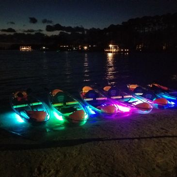 Glowing Crystal Clear Kayaks at NIGHT!