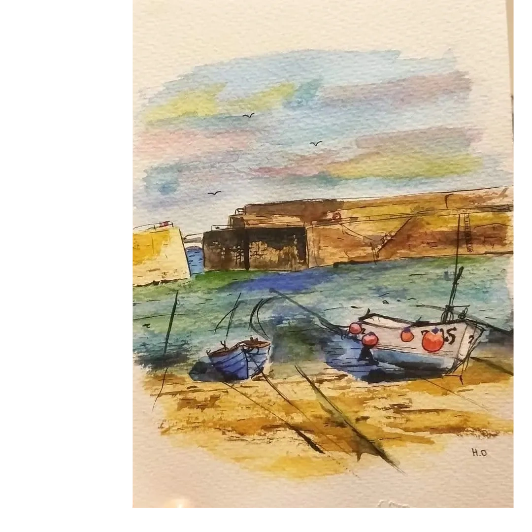 Watercolour painting of Mousehole Cornwall
