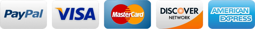 Payments accepted by PayPal, Visa, MasterCard, Discover, American Express