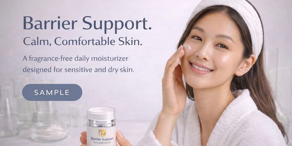 Deetica Barrier Support Face Moisturizer lifestyle image with model.