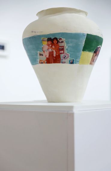 Close up of artwork.