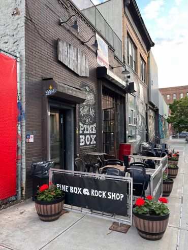 Picture of Pine Box Rock Shop bar that hosted our event.