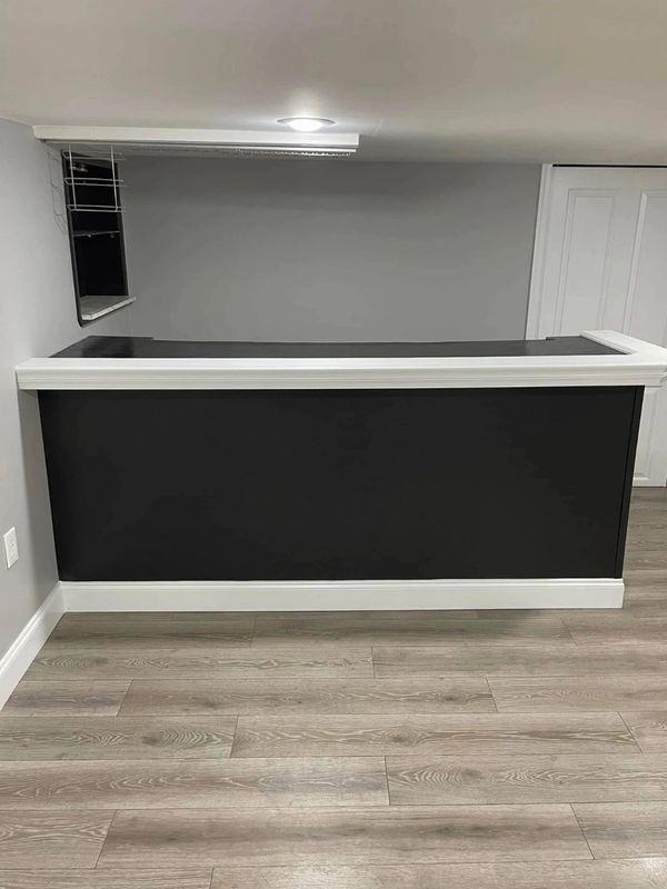 Custom built bar in basement.