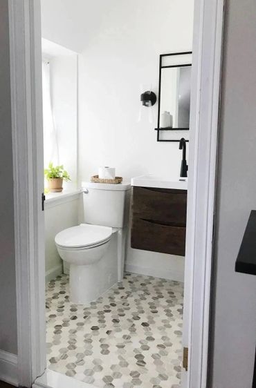 Newly renovated half bathroom.