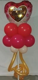 Celebration pole, centerpiece, garland, heart. Mother's Day, party, ribbon flow, rose red pink gold