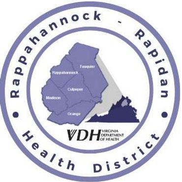 Logo of Rappahannock-Rapidan Health District with Virginia map and counties.