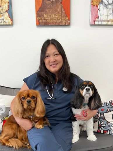 Dr. Keng with Archie and Ruby