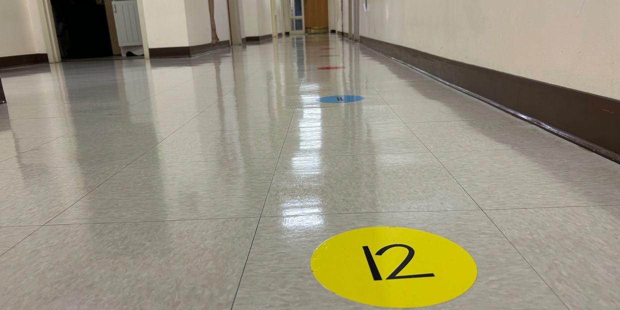 freshly waxed floor