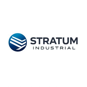 Logo of Stratum Industrial with blue circular emblem.