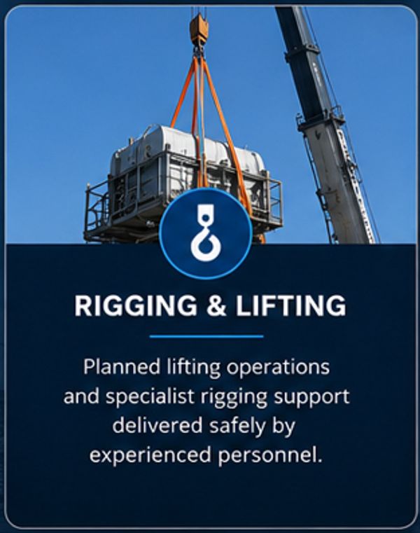 Crane lifting heavy equipment safely.