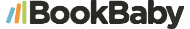 BookBaby logo with colorful book-like stripes.
