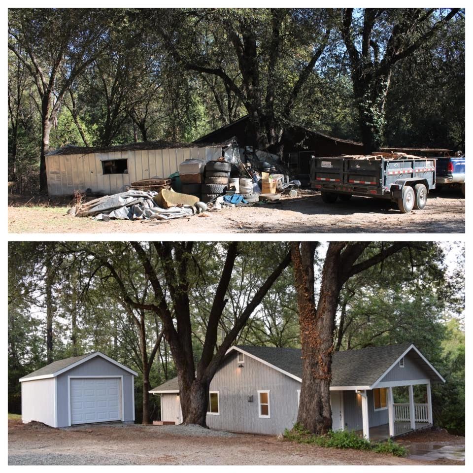 Trashed out an old shed and a bunch of junk and replaced it with a small garage