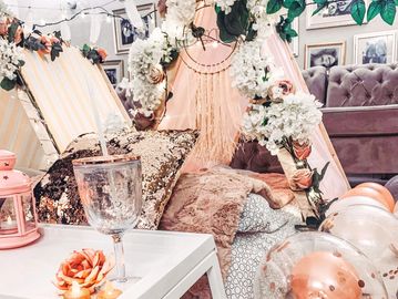 Boho chic tent hire party idea