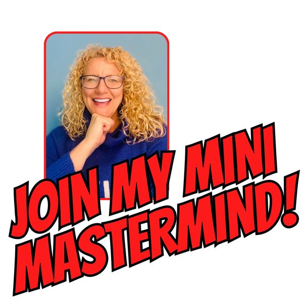 Smiling woman invites you to join her mini mastermind group.