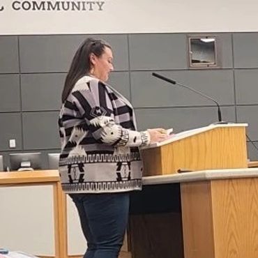 Katherine Yriarte, Candidate for Washoe County Commissioner in District 5 speaking at a meeting