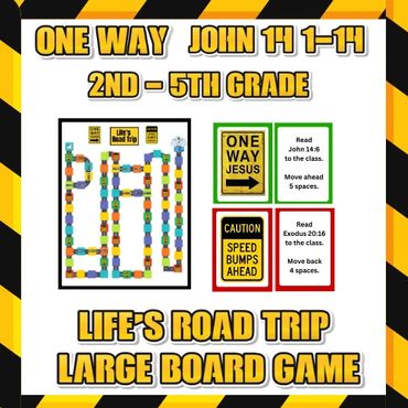 Life's Road Trip board game for 2nd-5th grade with Bible verses.