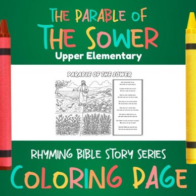Coloring page of the Parable of the Sower for upper elementary.