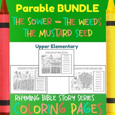 Coloring pages bundle featuring parables for upper elementary children.