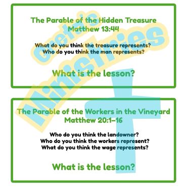 Questions about two parables from Matthew 13:44 and Matthew 20:1-16.
