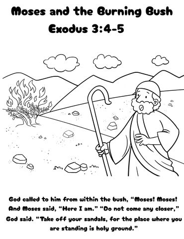 Moses encounters the burning bush on holy ground, receiving God's call.