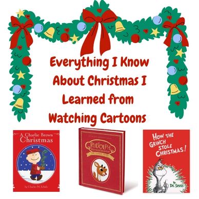 Christmas lessons from classic holiday cartoons framed by festive garland.