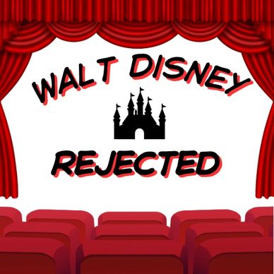 Theater screen displaying 'Walt Disney Rejected' with castle icon and red curtains.