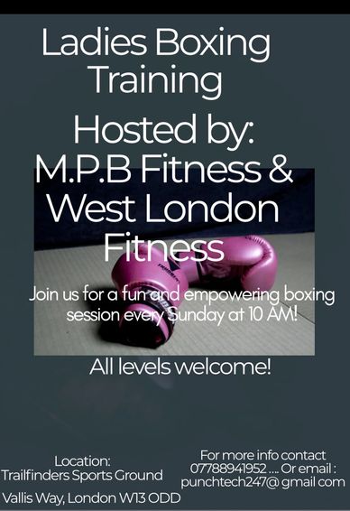 Flyer for ladies boxing training session in London.