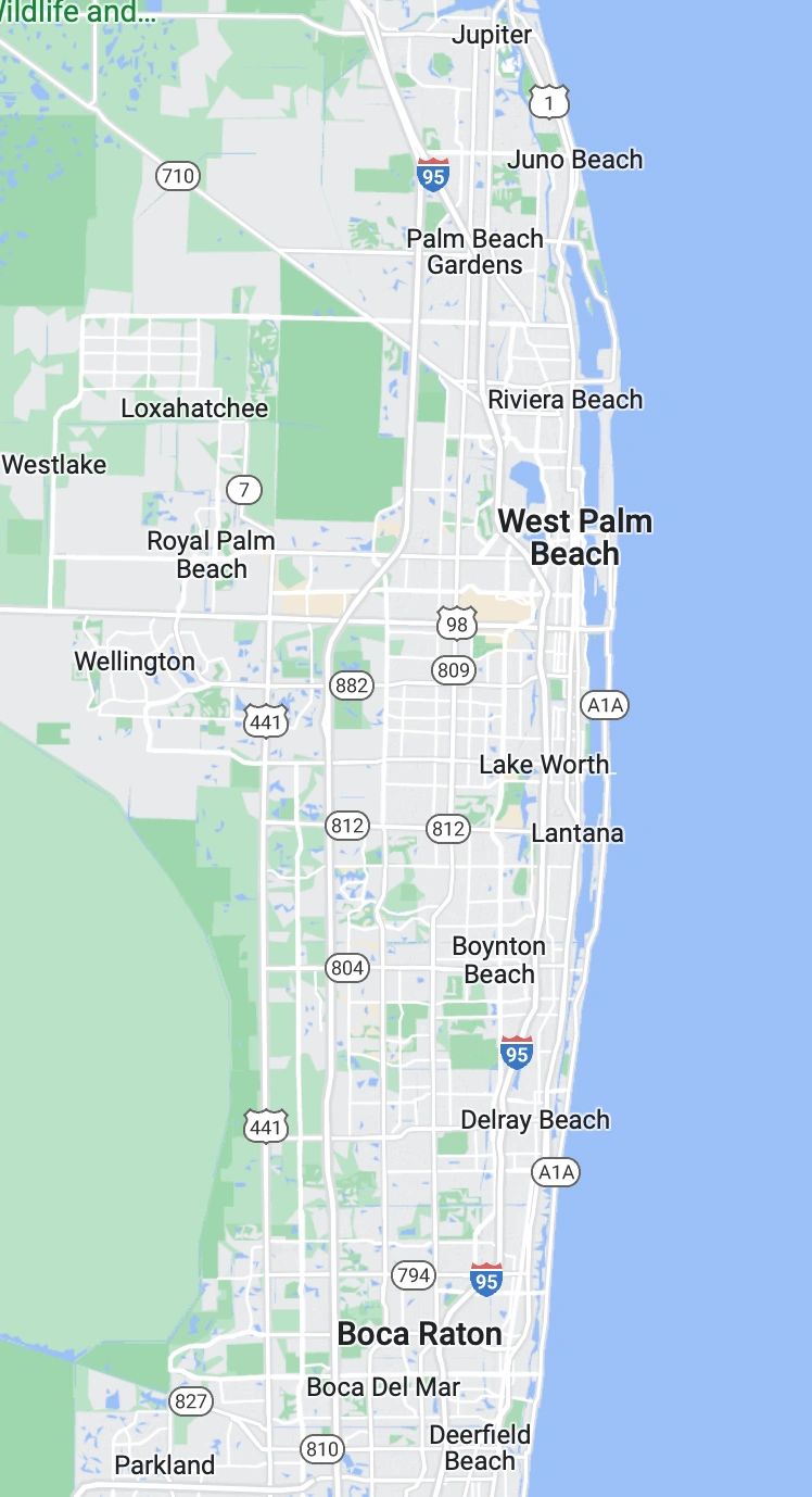 Map of Palm Beach county service areas.