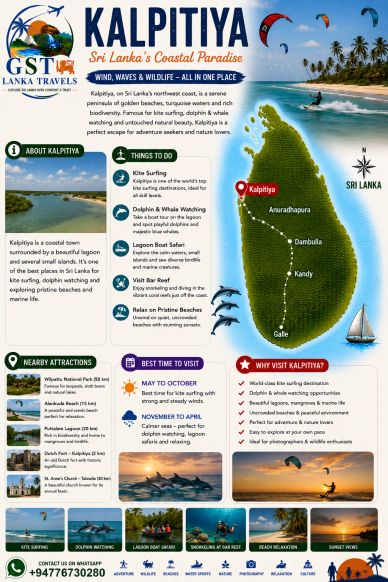 Kalpitiya, Sri Lanka’s coastal paradise known for kite surfing and dolphin watching.