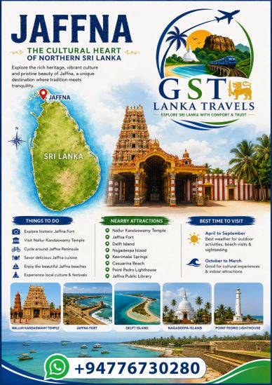 Tourism guide for Jaffna, Sri Lanka, highlighting cultural sites and travel tips.