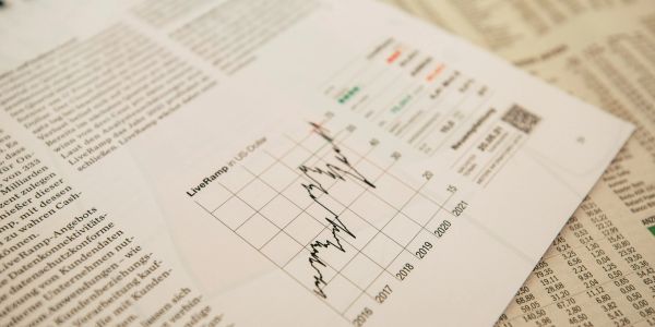 A financial chart with data from 2015 to 2021 on a document.
