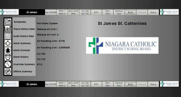 dashboard showing systems status