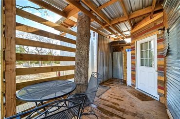 Front porch on a Tiny Home in Smithville, Texas.