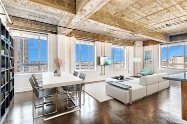 Downtown Austin Loft dining and living room