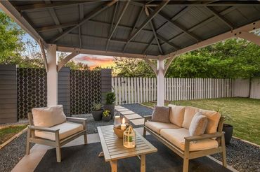 Cozy outdoor cabana and outdoor space