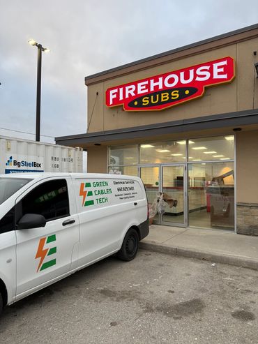 Complete commercial build for Firehouse Subs Ingersoll from zero by Green Cables Tech