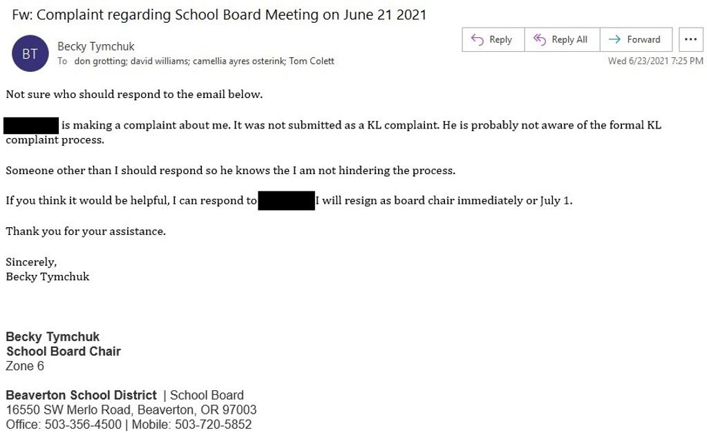 Becky offers to resign for mis-representing public comments against CRT in BSD