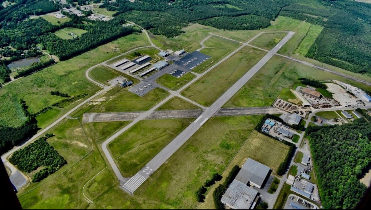 Airport as viewed from above in the spring time 