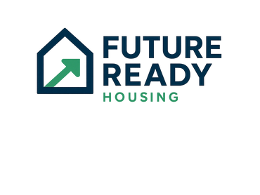 Logo featuring a house outline with an upward arrow and the text 'Future Ready Housing'.