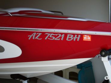 Hand painted boat lettering